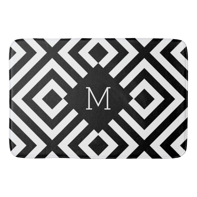 Tapete De Banheiro Monograma preto e branco (Frente)