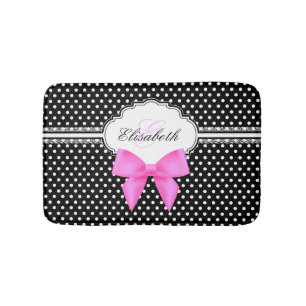 Tapete De Banheiro Monograma preto e branco retro do arco do rosa das