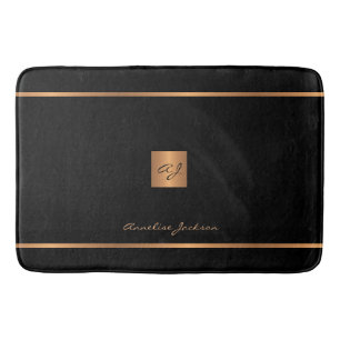 Tapete De Banheiro Monograma, preto-e-ouro elegante moderno