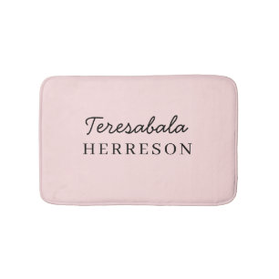 Tapete De Banheiro Monograma Rosa Cor-de-Rosa Minimalista Feminino Mo