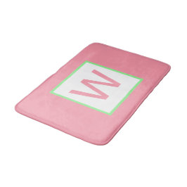 Tapete De Banheiro Monograma Rosa Pastel Verde Limão