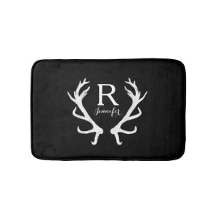Tapete De Banheiro Monograma rústico personalizado dos Antlers dos