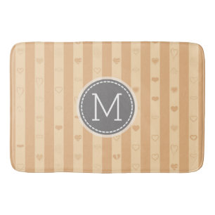 Tapete De Banheiro Monograma Tuscan Stripes Padrão Cardíaco Moderno