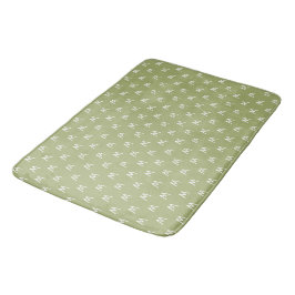 Tapete De Banheiro Monograma Verde Branco Chic