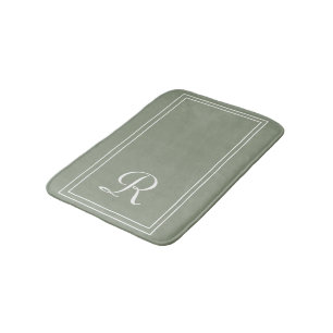 Tapete De Banheiro Monograma verde branco de sábado personalizado
