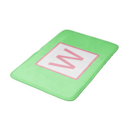 Tapete De Banheiro Monograma Verde Pastel Rosa