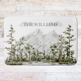 Tapete De Banheiro Monogramas Aquarela Montanha e Floresta