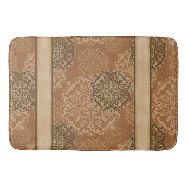Tapete De Banheiro Monogramas Boho Dark Rust Mandalas (Frente)