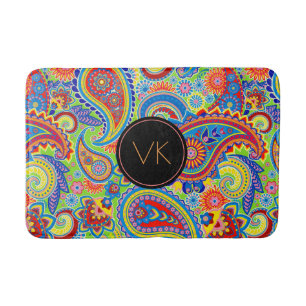 Tapete De Banheiro Monogrammed Colorful paisley Pattern