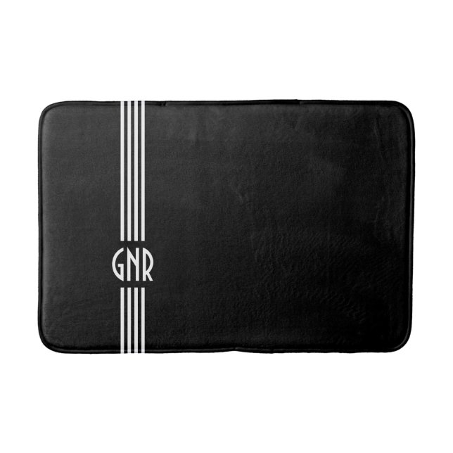 Tapete De Banheiro ~ Monogrammed Deco preto e branco (Frente)