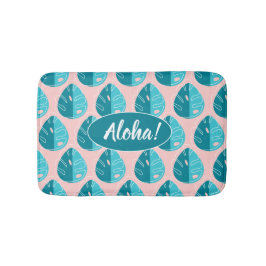 Tapete De Banheiro Monstera Leaves - Blue and Pink