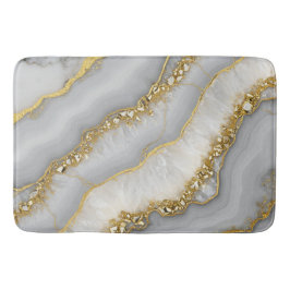 Tapete De Banheiro Montanha líquida branca e Dourada personalizada