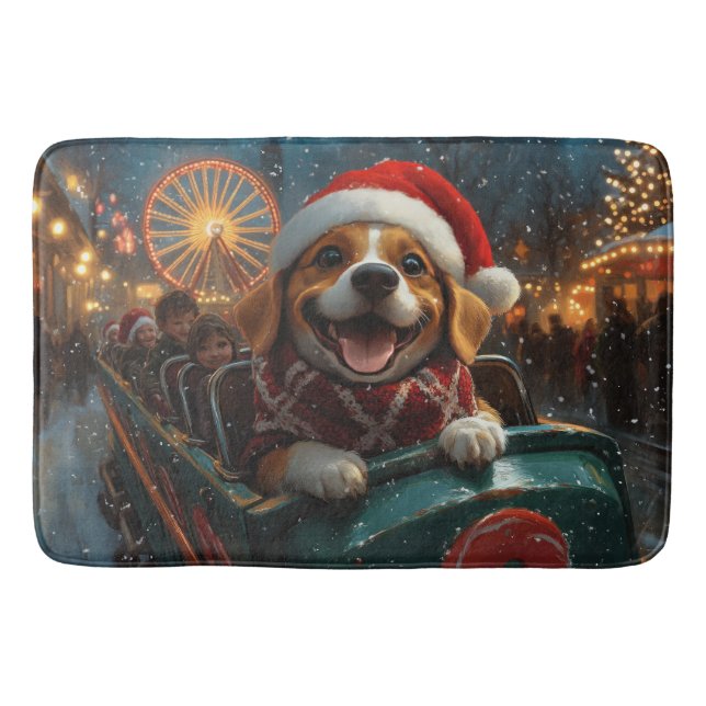 Tapete De Banheiro Montanha Russa de Cachorro Beagle Natal (Frente)