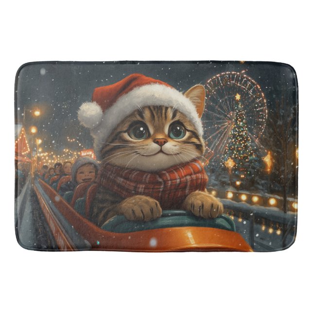 Tapete De Banheiro Montanha Russa de Gato Bengal de Natal (Frente)