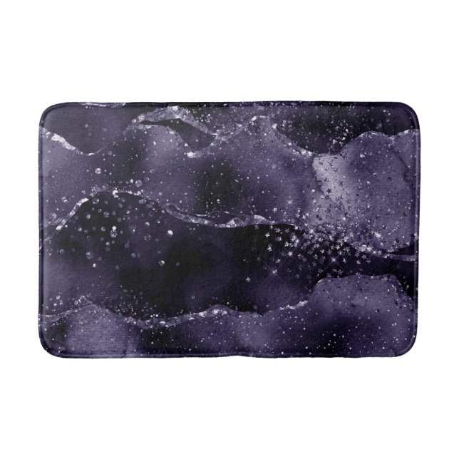 Tapete De Banheiro Moody Agate | Midnight Indigo Profundo Glam (Frente)