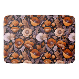 Tapete De Banheiro Moody poppies on black pattern