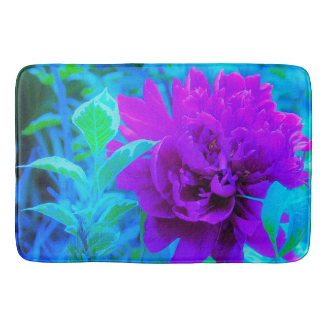 Tapete De Banheiro Moody Purple Peony com Linda Folhagem Weigela (Frente)