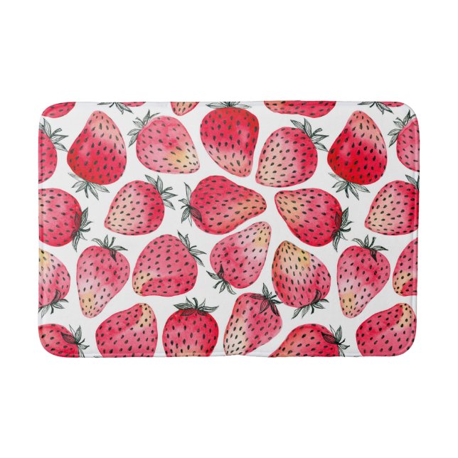 Tapete De Banheiro Morangos, cor da água e tinta (Frente)