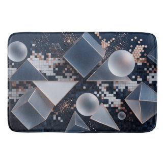 Tapete De Banheiro Mosaico de Natal Abstrato Futurista 3D