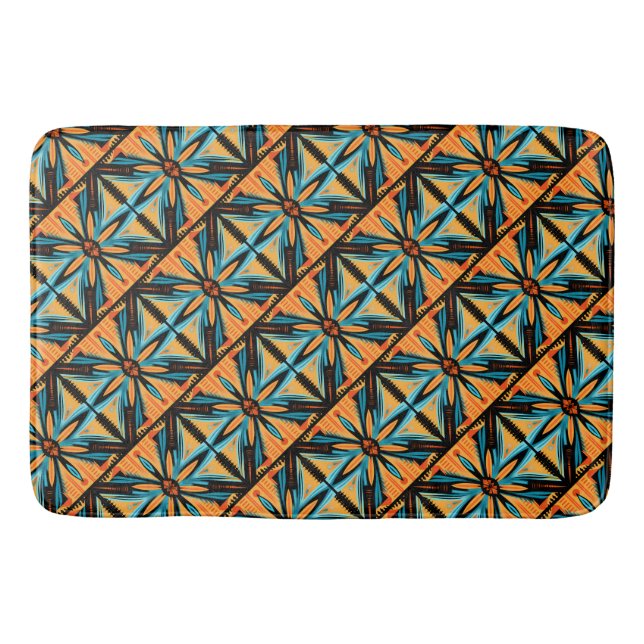 Tapete De Banheiro Mosaico Decorativo Laranja Amarelo Azul (Frente)