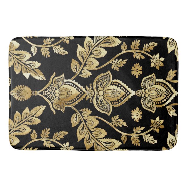 Tapete De Banheiro Motif Preto e Dourado (Frente)
