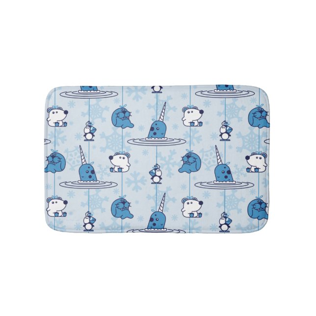 Tapete De Banheiro Mr. Narwhal Blue Snowflake Pattern (frente)