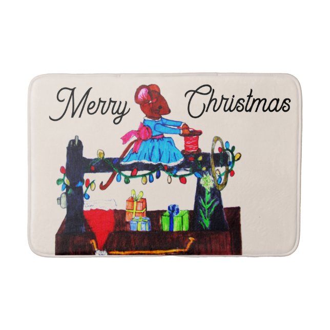 TAPETE DE BANHEIRO MS. MOUSE FAZ UM CHAPÉU DE SANTA (Frente)