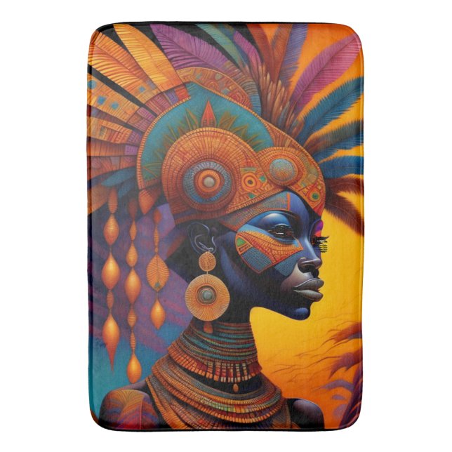 Tapete De Banheiro Mulher africana Bath Mat (Frente Vertical)