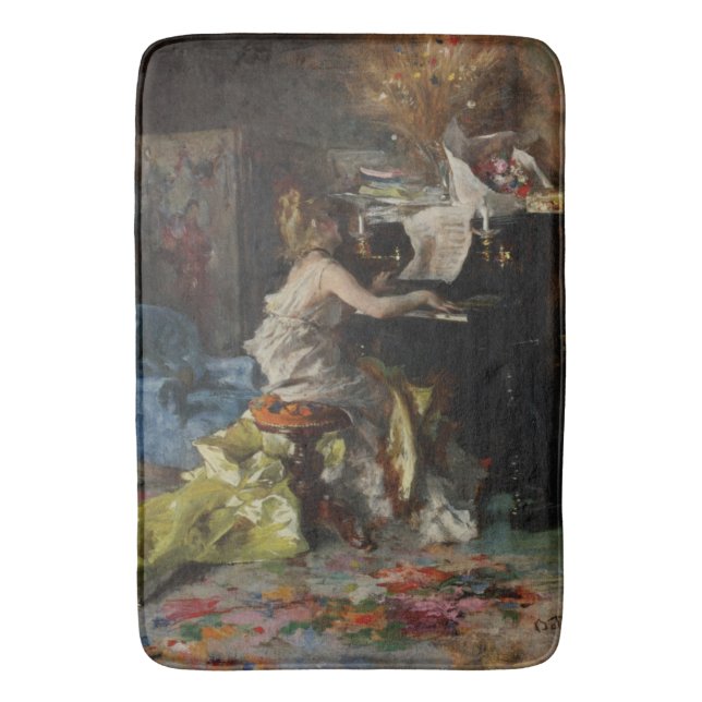 Tapete De Banheiro Mulher Elegante Tocando Piano (Giovanni Boldini) (Frente Vertical)