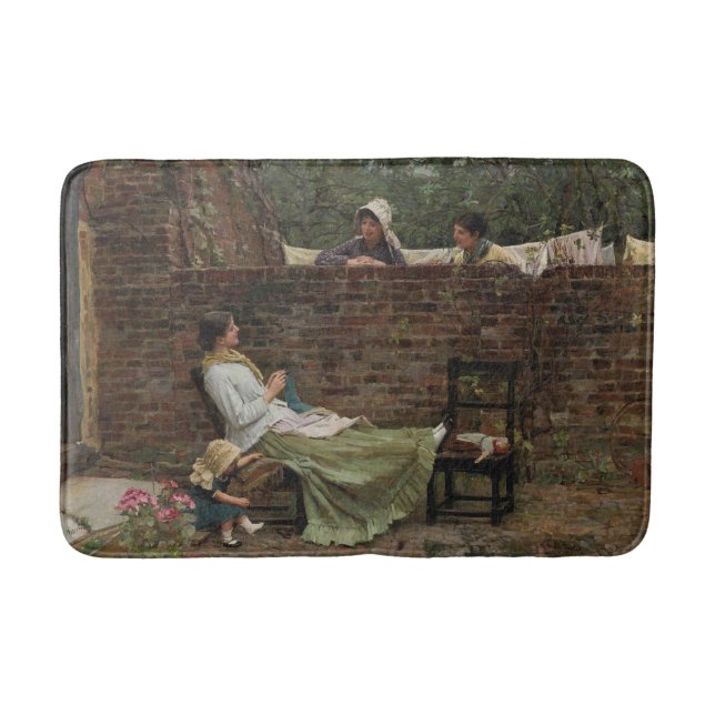 Tapete De Banheiro Mulheres conversando sobre o Muro do Jardim (Gossi (Frente)