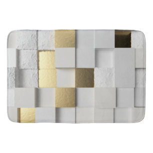 Tapete De Banheiro Muro Elegante 3D Arte - branco e ouro
