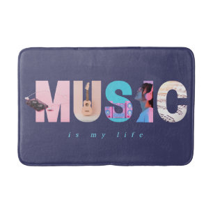 Tapete De Banheiro Música É Minha Vida Retro Y2K Tech Gamer Roxo