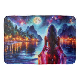 Tapete De Banheiro Mystic woman under full moon reflections art
