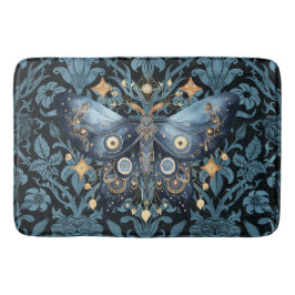 Tapete De Banheiro Mystical Watercolor Blue e Dourada Night Moth