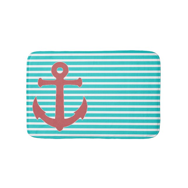 Tapete De Banheiro Na moda Anchor e Stripes Bath Mat (frente)