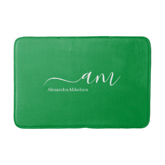 Tapete De Banheiro Na moda minimalista simples monograma verde cinza