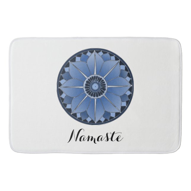 Tapete De Banheiro NAMASTE Blue Flower Espiritual Lotus Mandala (Frente)