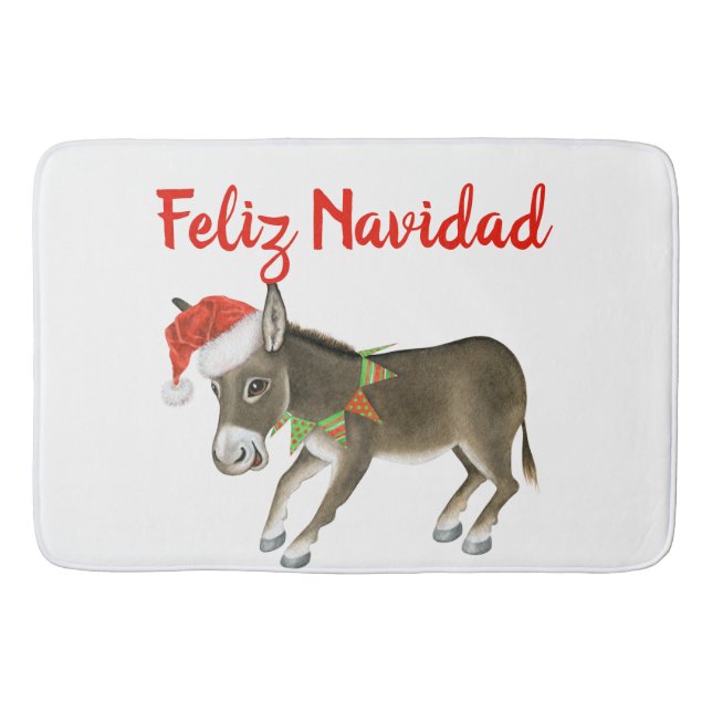Tapete De Banheiro Natal Burro Feliz Navidad Personalizável (Frente)