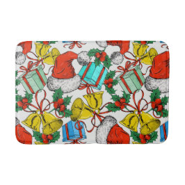 Tapete De Banheiro Natal Colorida Presentes Feriados de Chapéus Verme