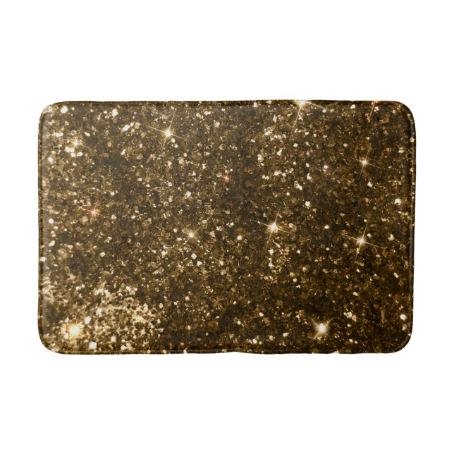 Tapete De Banheiro Natal preto e Dourado Faux Glitter (Frente)