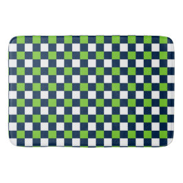 Tapete De Banheiro Nautical Doodles – Lime & Navy Mini Check