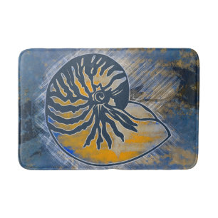 Tapete De Banheiro Nautilus, casca, espiral, ilustração, azul marin