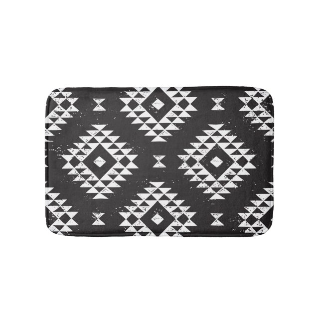 Tapete De Banheiro Navajo Geométrico: Tribal Branco Negro. (frente)