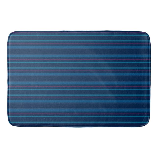 Tapete De Banheiro Navy Blue Stripes Bath Mat (Frente)