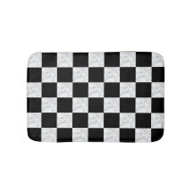 Neo Deco Preto e Xadrez de Mármore Branco Falso
