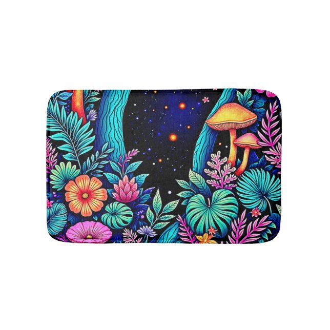 Tapete De Banheiro Neon Fantasy Forest Night Design (frente)