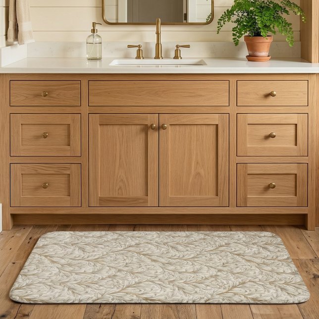 Tapete De Banheiro Neutral Beige Gold Botanical Leaf William Morris (Criador carregado)