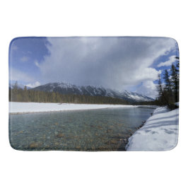 Tapete De Banheiro Neve Coberta De Cenário No Rio Kootenay, Canadá