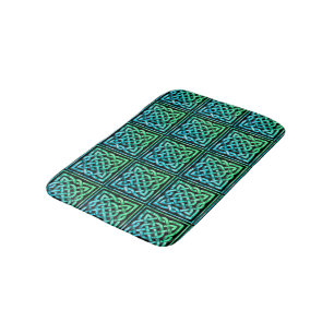 Tapete De Banheiro Nó Celular - Matriz Verde Azul Quadrado