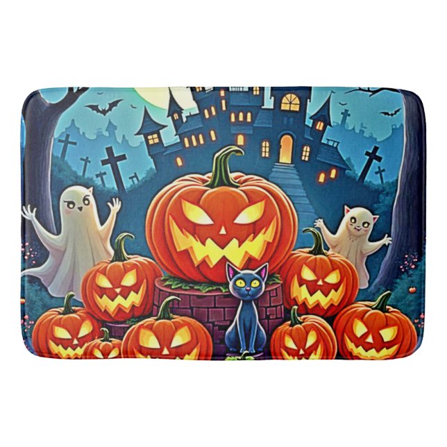 Tapete De Banheiro Noite de Halloween: Arte Assustadora Divertida (Frente)